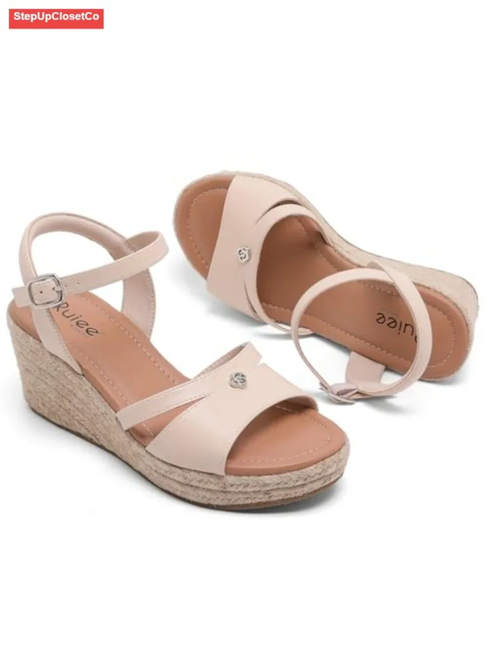 Wide Width Platform Wedge Sandals with Ankle Strap